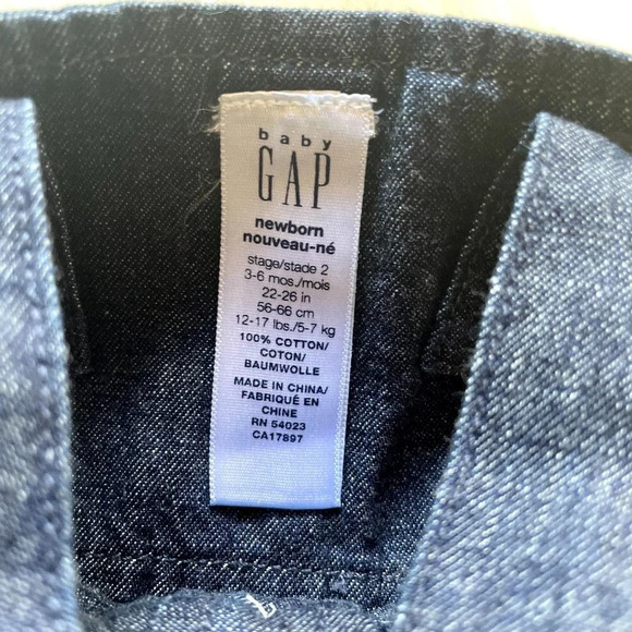 Baby Gap Vintage Blue Denim Overalls Snap Legs Pockets 3-6months - Picture 6 of 6